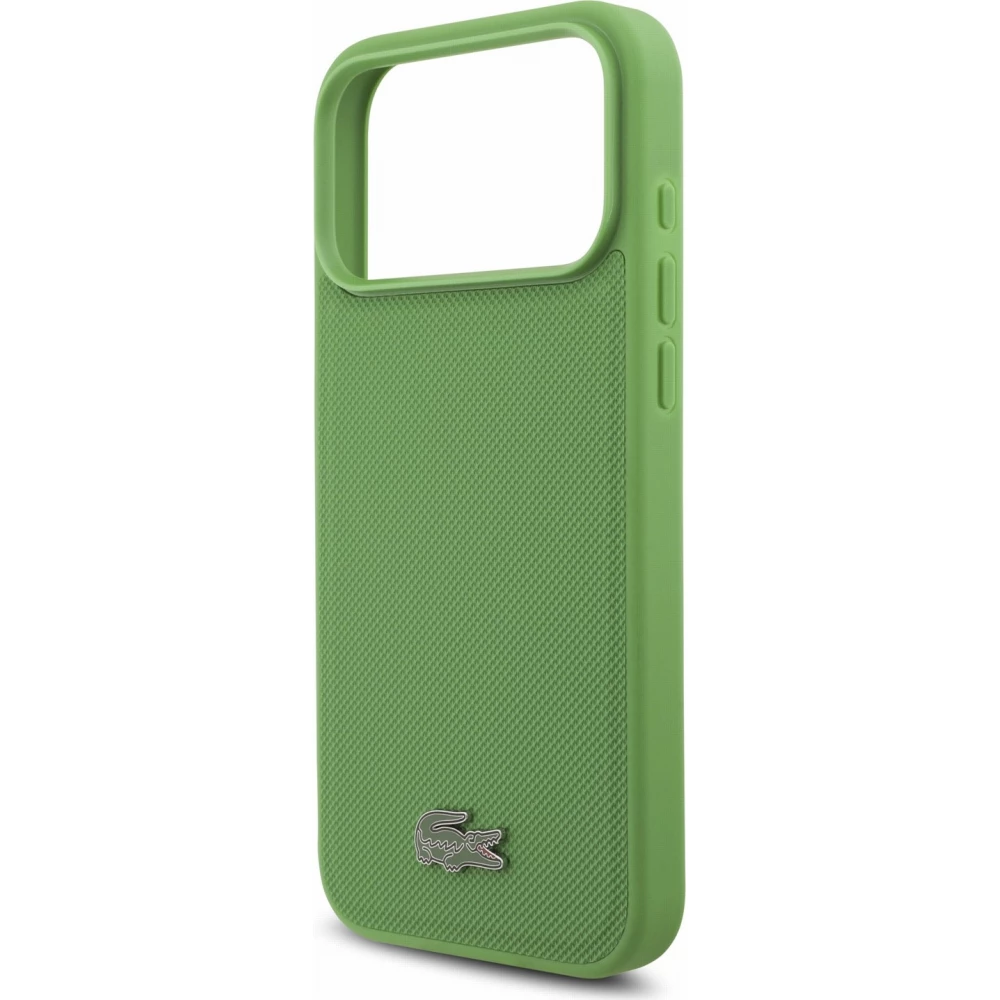 Coque iPhone 17 Pro Max - Lacoste Petit Pique MagSafe avec logo métal protection élégante et durable - Vert