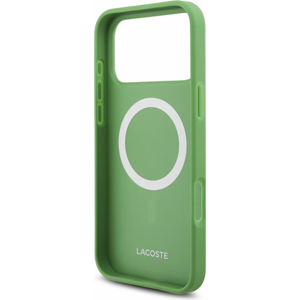 Coque iPhone 17 Pro Max - Lacoste Petit Pique MagSafe avec logo métal protection élégante et durable - Vert