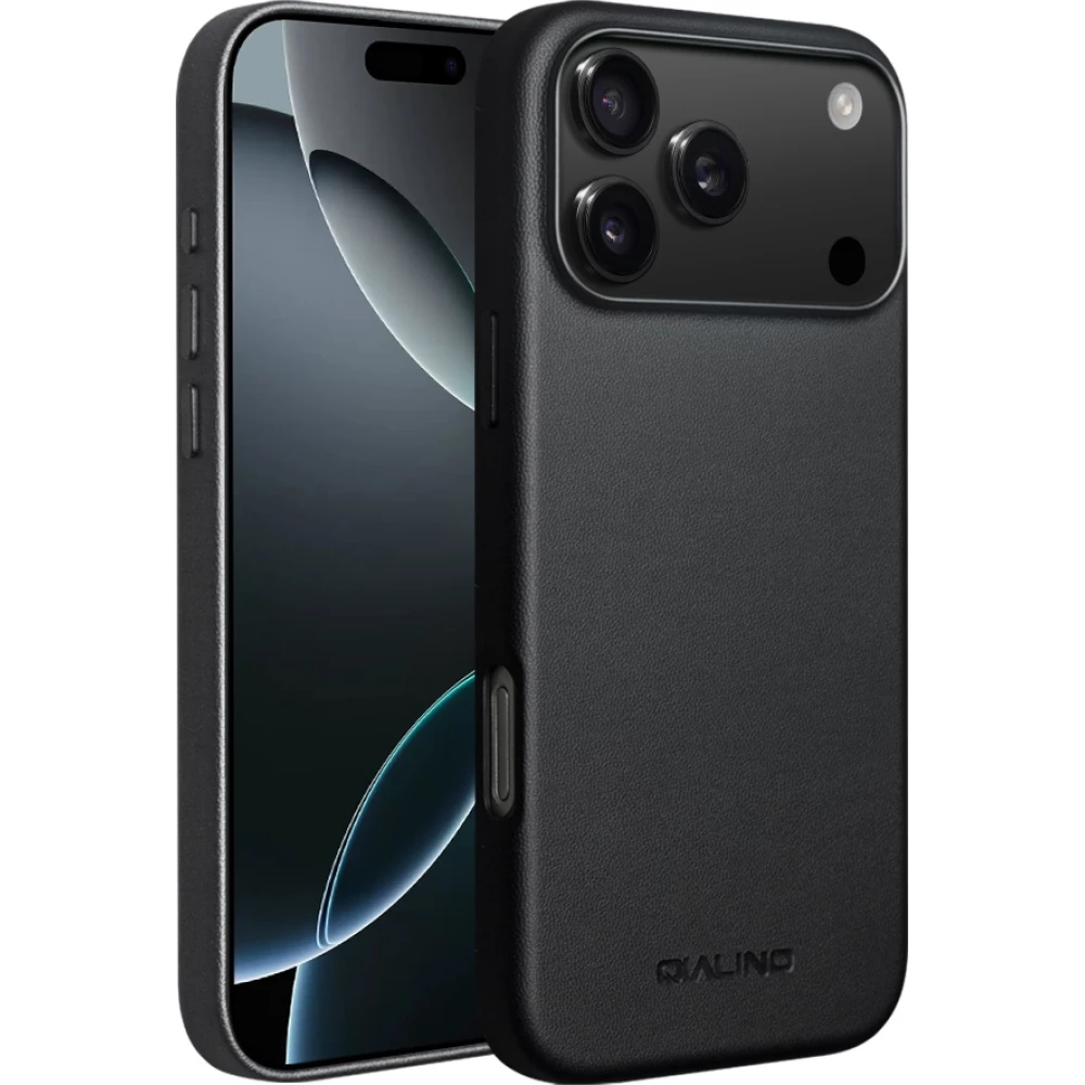 Hülle iPhone 17 Pro Max - Qialino Echtleder (MagSafe kompatibel) - Schwarz