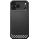 Coque iPhone 17 Pro Max - Spigen Rugged Armor MagFit compatible MagSafe résistante et durable - Noir