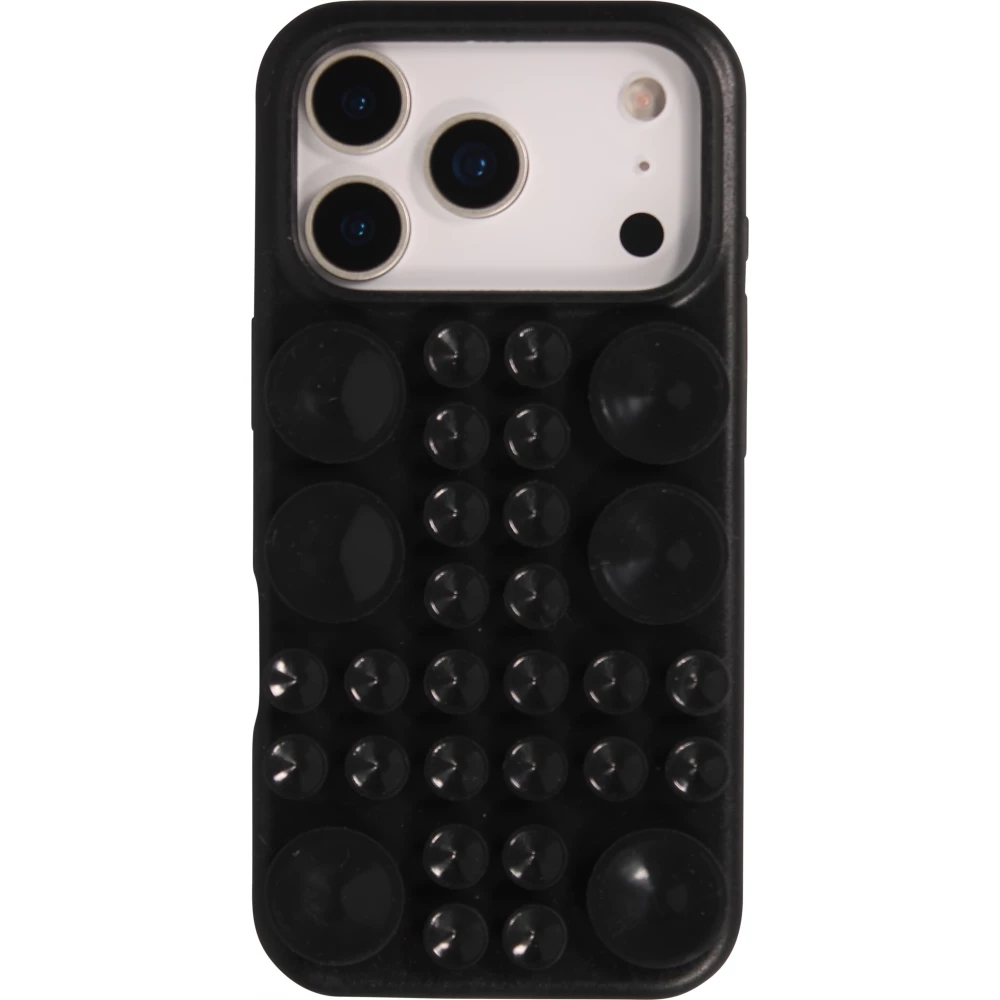 Coque iPhone 17 Pro Max - Murale ventouse pastel avec fixation sur surfaces - Noir