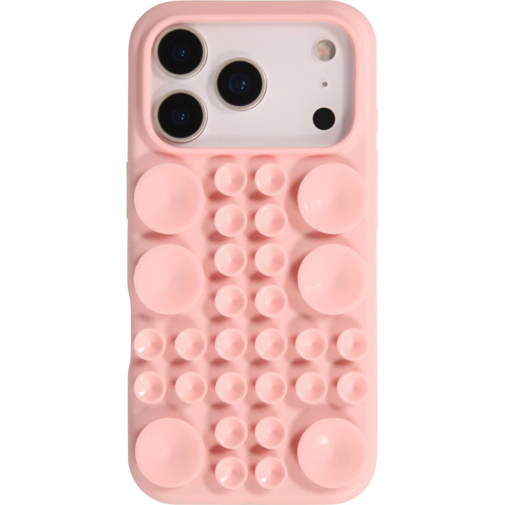 Coque iPhone 17 Pro Max - Murale ventouse pastel avec fixation sur surfaces - Rose