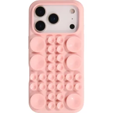 Coque iPhone 17 Pro Max - Murale ventouse pastel avec fixation sur surfaces - Rose