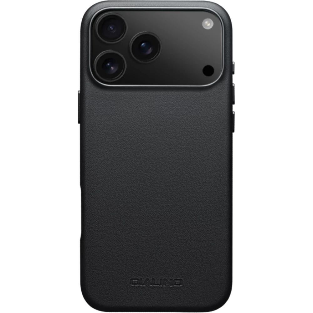 Coque iPhone 17 Pro - Qialino cuir véritable (compatible MagSafe) - Noir