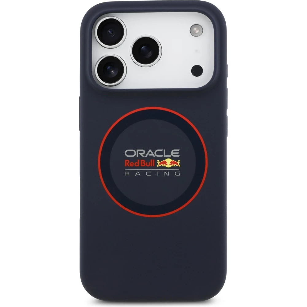Coque iPhone 17 Pro - Red Bull Racing MagSafe en silicone avec anneau rouge - Bleu
