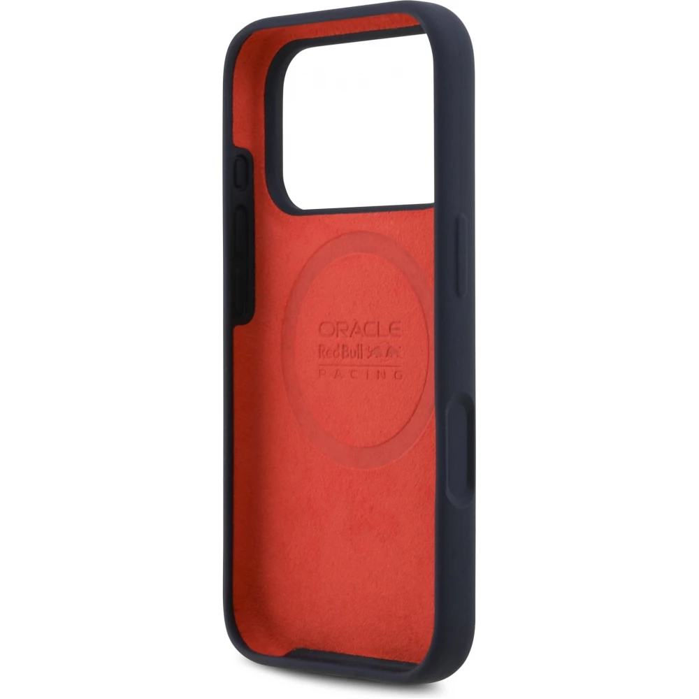 Coque iPhone 17 Pro - Red Bull Racing MagSafe en silicone avec anneau rouge - Bleu