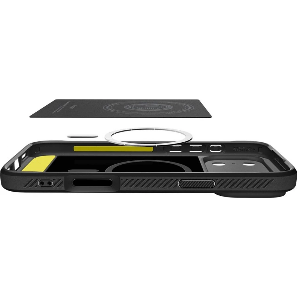 iPhone 17 Pro Case H&uuml;lle - Spigen Rugged Armor MagFit MagSafe kompatibel robust und langlebig - Schwarz