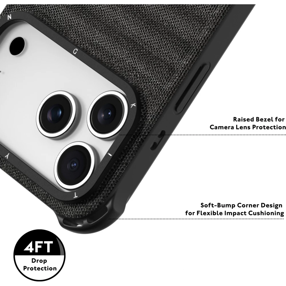 iPhone 17 Pro Max Case Hülle - Youngkit Canvas aus Stoff und mit silikonverstärkten Ecken, kompatibel mit MagSafe - Bordeaux