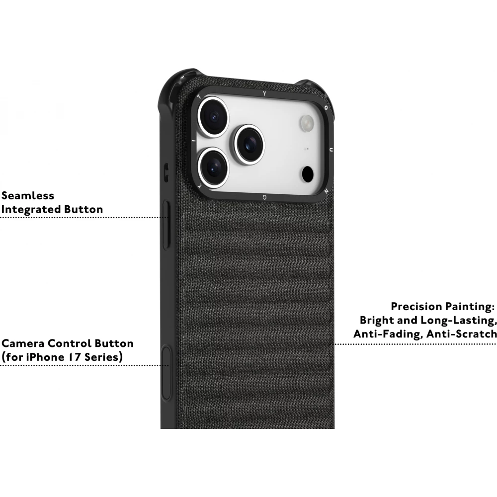 iPhone 17 Pro Max Case Hülle - Youngkit Canvas aus Stoff und mit silikonverstärkten Ecken, kompatibel mit MagSafe - Bordeaux