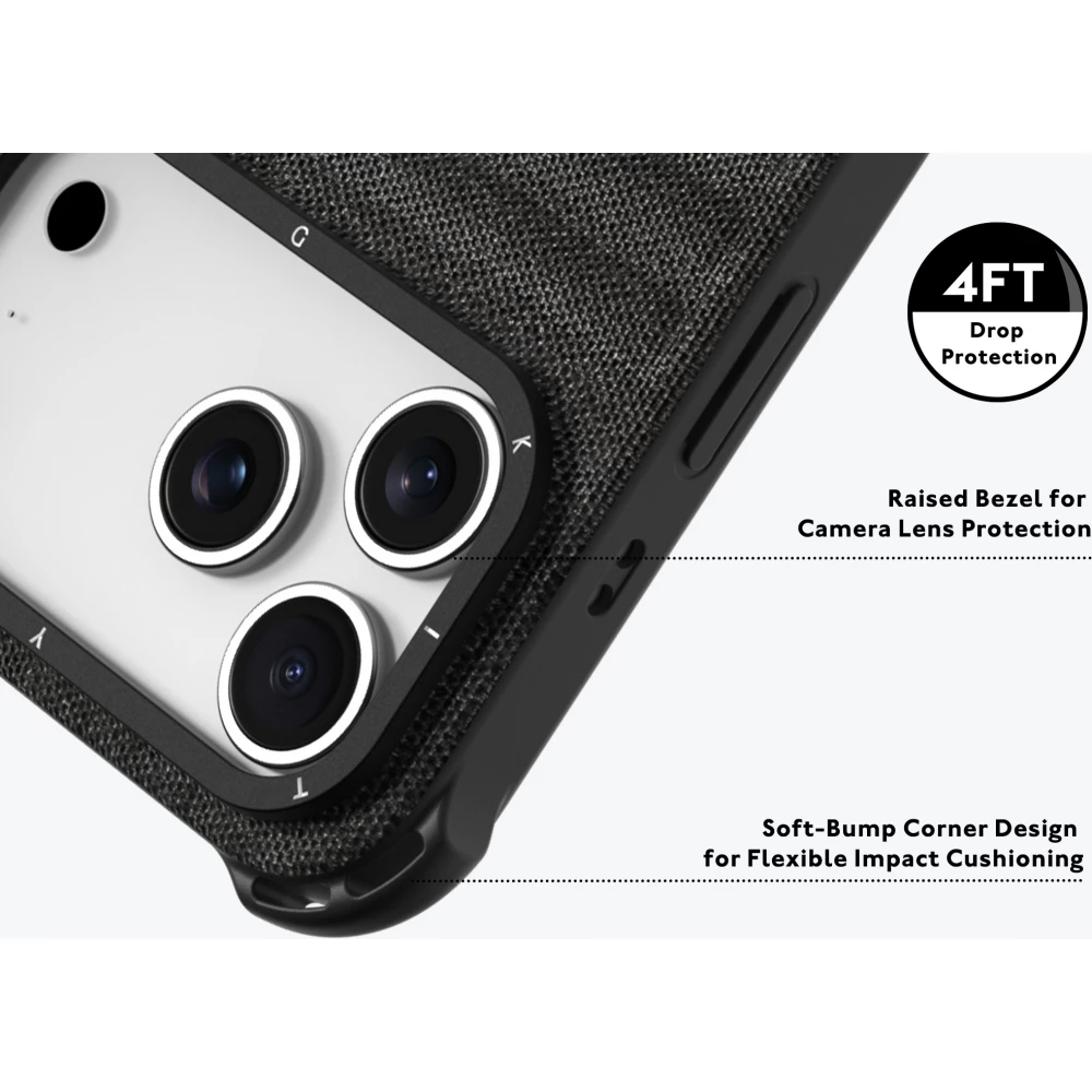 iPhone 17 Pro Max Case Hülle - Youngkit Canvas aus Stoff und mit silikonverstärkten Ecken, kompatibel mit MagSafe - Bordeaux