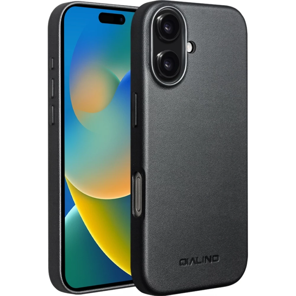 Coque iPhone 17 - Qialino cuir véritable (compatible MagSafe) - Noir