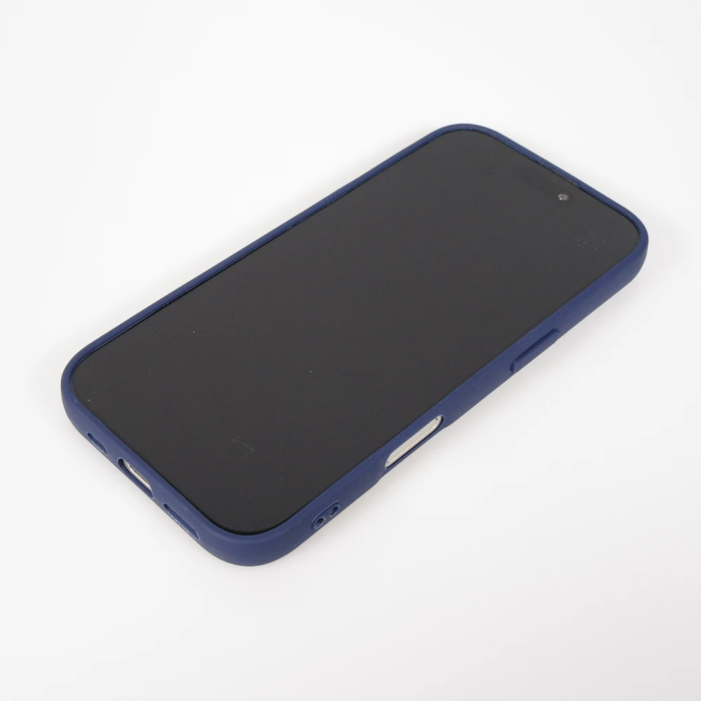 Coque iPhone 17 - Relief ondul&eacute; en silicone souple style original et minimaliste - Bleu