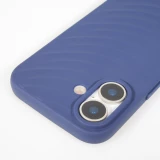 Coque iPhone 17 - Relief ondul&eacute; en silicone souple style original et minimaliste - Bleu