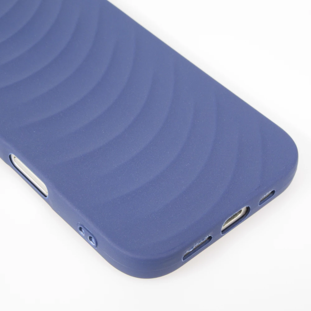 Coque iPhone 17 - Relief ondul&eacute; en silicone souple style original et minimaliste - Bleu