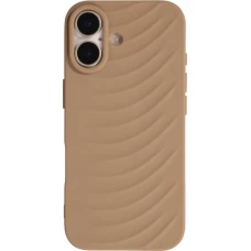 Coque iPhone 17 - Relief ondul&eacute; en silicone souple style original et minimaliste - Brun