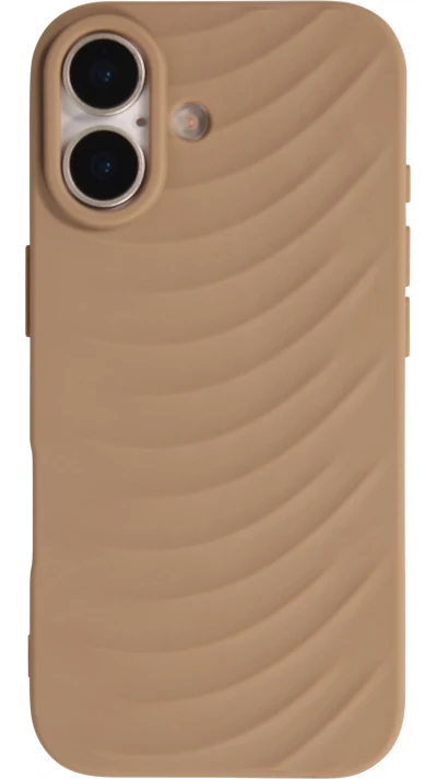 iPhone 17 Case H&uuml;lle - Wellenstruktur aus flexiblem Silikon im originalen minimalistischen Stil - Braun