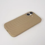 Coque iPhone 17 - Relief ondul&eacute; en silicone souple style original et minimaliste - Brun