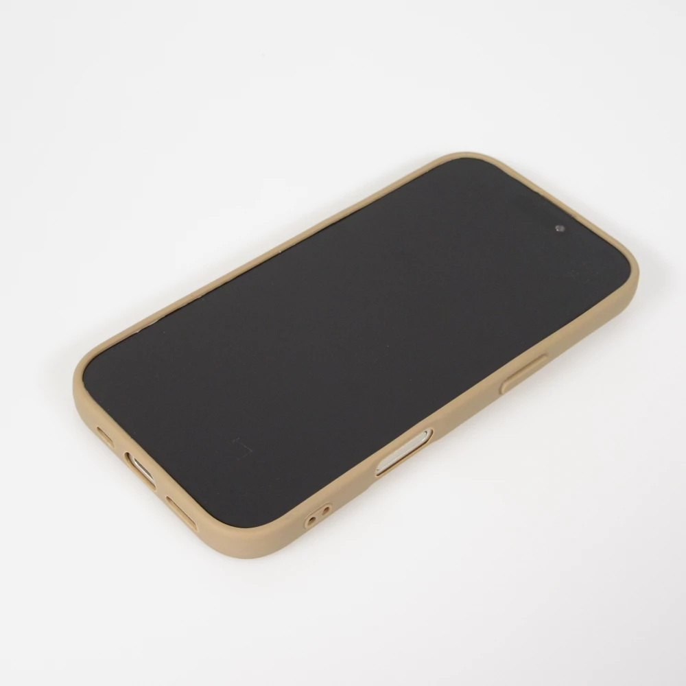 Coque iPhone 17 - Relief ondul&eacute; en silicone souple style original et minimaliste - Brun