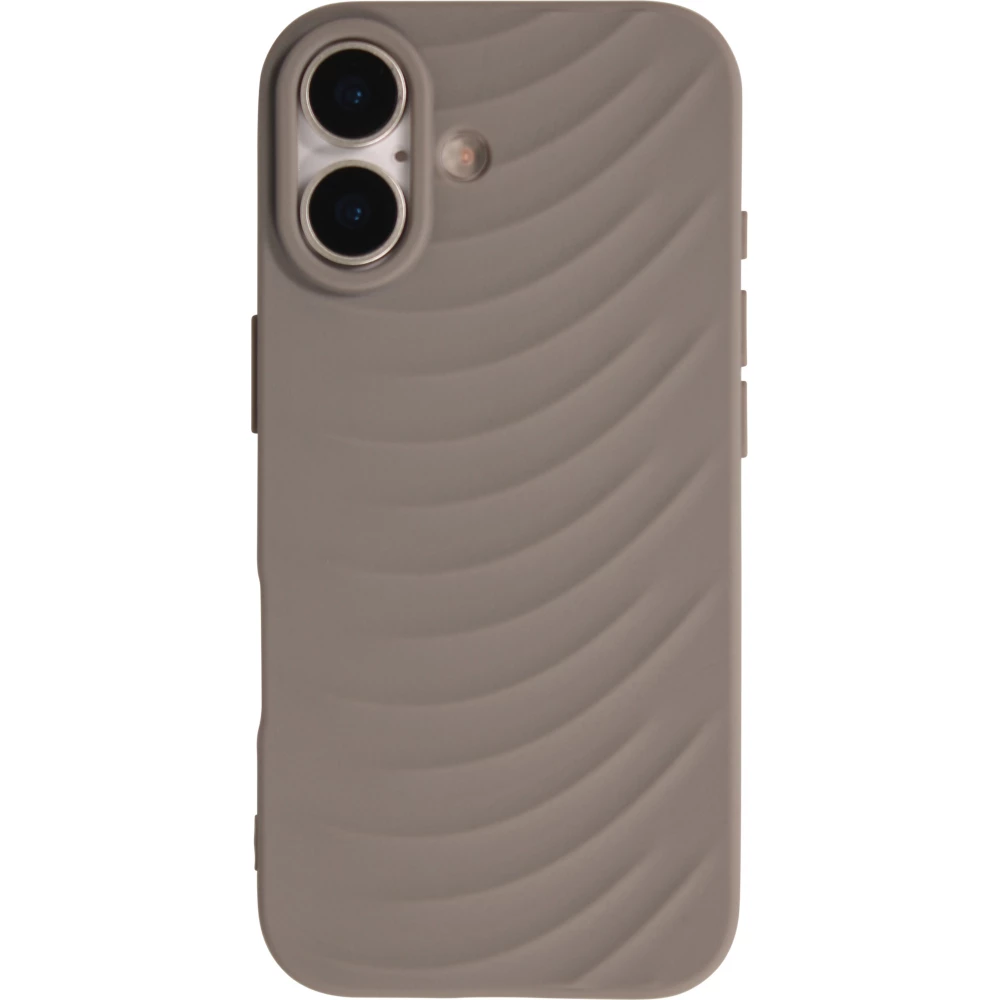 Coque iPhone 17 - Relief ondul&eacute; en silicone souple style original et minimaliste - Gris