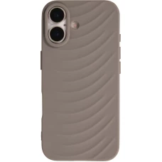 Coque iPhone 17 - Relief ondul&eacute; en silicone souple style original et minimaliste - Gris