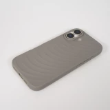 Coque iPhone 17 - Relief ondul&eacute; en silicone souple style original et minimaliste - Gris