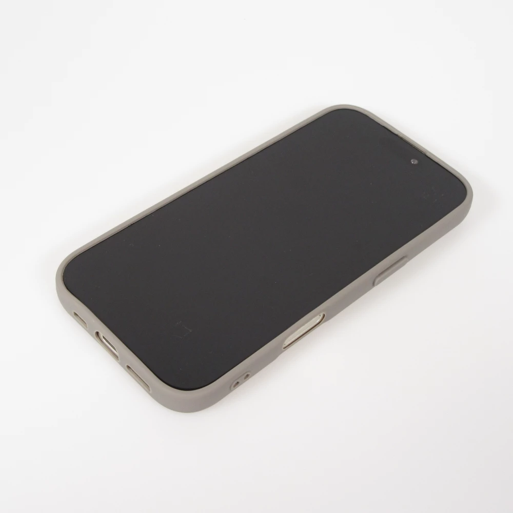 Coque iPhone 17 - Relief ondul&eacute; en silicone souple style original et minimaliste - Gris