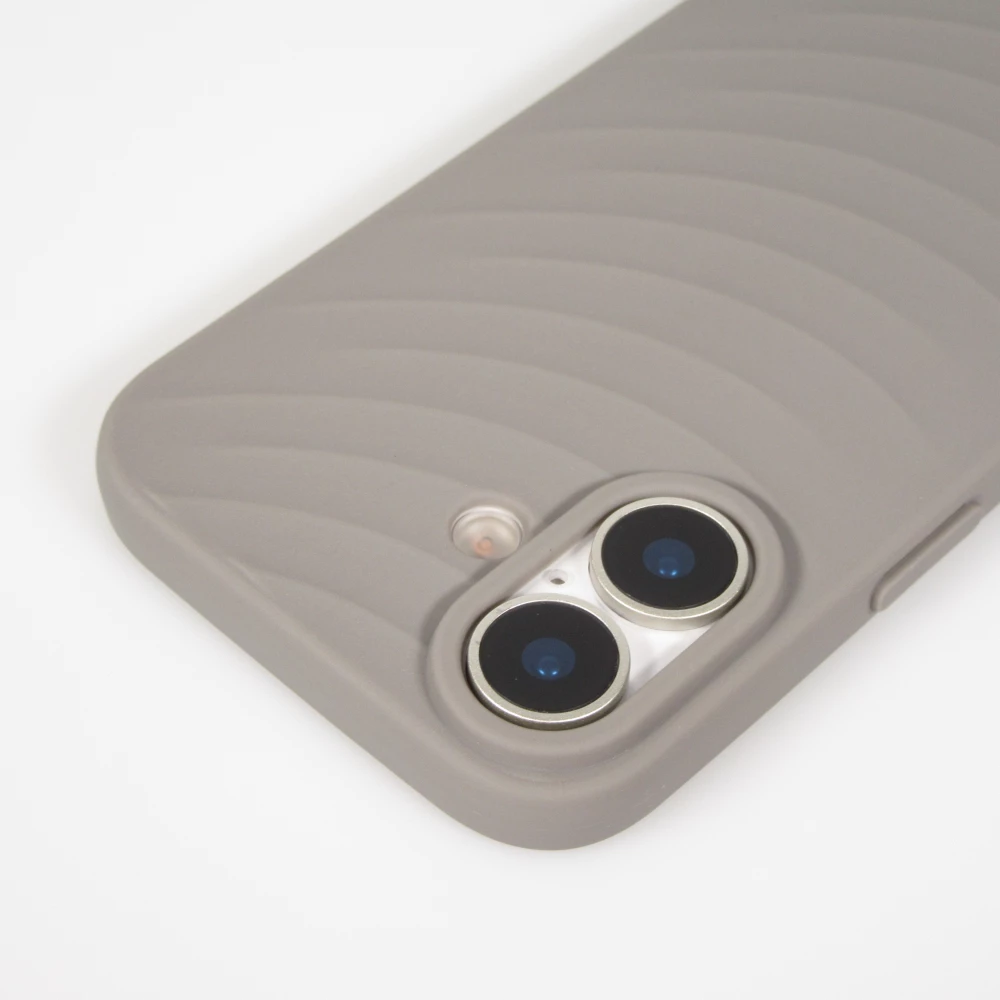 Coque iPhone 17 - Relief ondul&eacute; en silicone souple style original et minimaliste - Gris