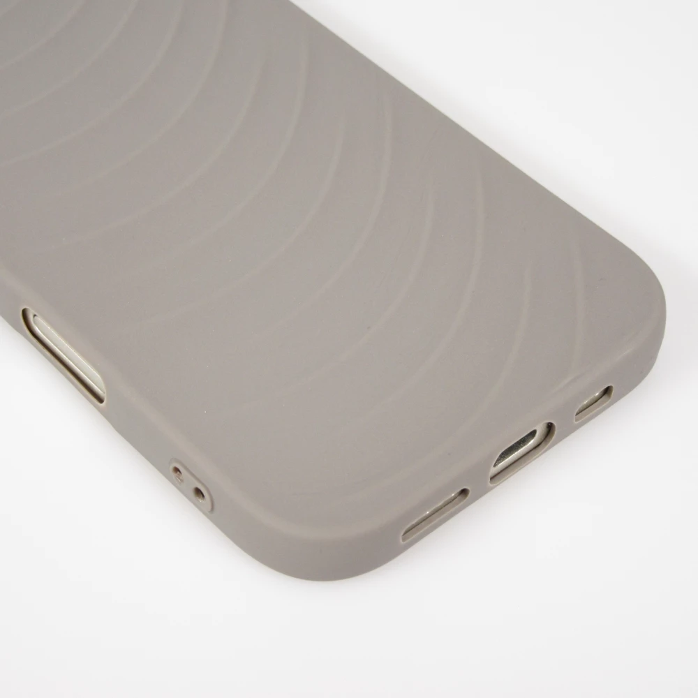Coque iPhone 17 - Relief ondul&eacute; en silicone souple style original et minimaliste - Gris