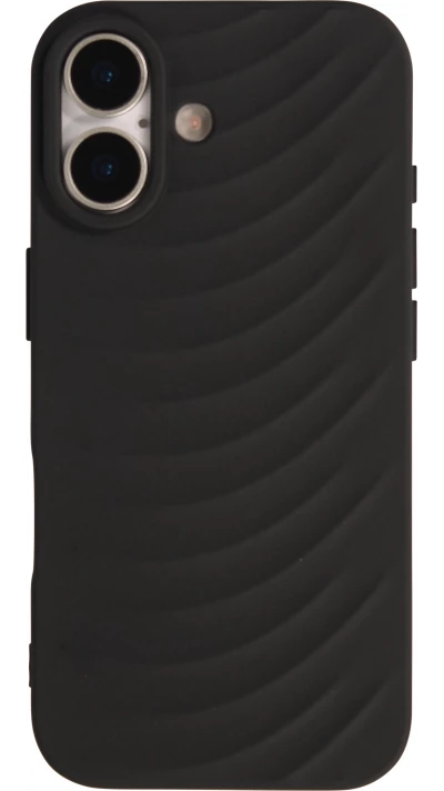 Coque iPhone 17 - Relief ondul&eacute; en silicone souple style original et minimaliste - Noir