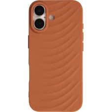 Coque iPhone 17 - Relief ondul&eacute; en silicone souple style original et minimaliste - Terracotta