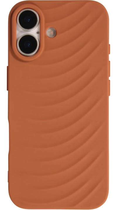 iPhone 17 Case H&uuml;lle - Wellenstruktur aus flexiblem Silikon im originalen minimalistischen Stil - Terracotta