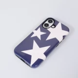 Coque iPhone 16 - Star pop à motif étoiles double protection renforcée avec intérieur en silicone et extérieur en plastique rigide - Bleu