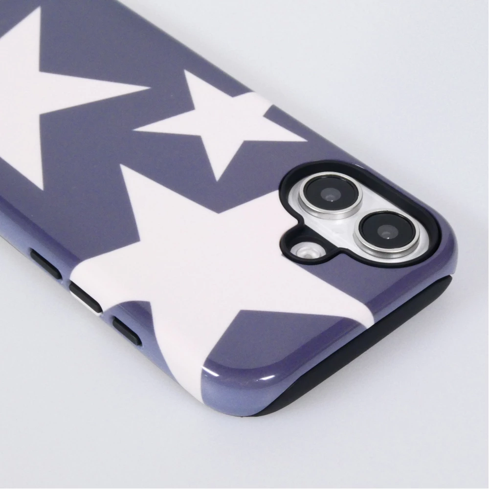 Coque iPhone 16 - Star pop à motif étoiles double protection renforcée avec intérieur en silicone et extérieur en plastique rigide - Bleu