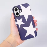 Coque iPhone 16 - Star pop à motif étoiles double protection renforcée avec intérieur en silicone et extérieur en plastique rigide - Bleu