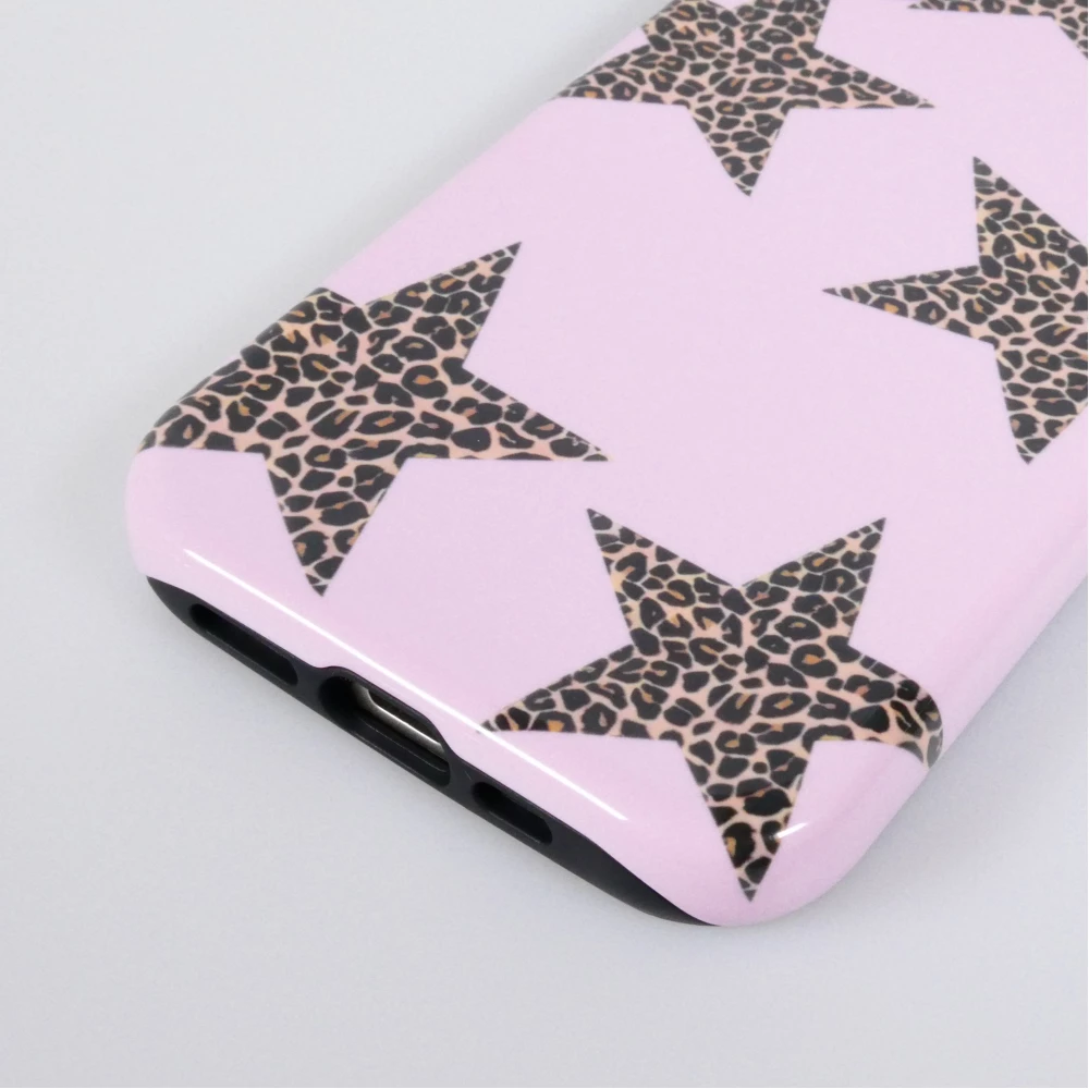 Coque iPhone 16 - Star pop à motif étoiles double protection renforcée avec intérieur en silicone et extérieur en plastique rigide - Brun