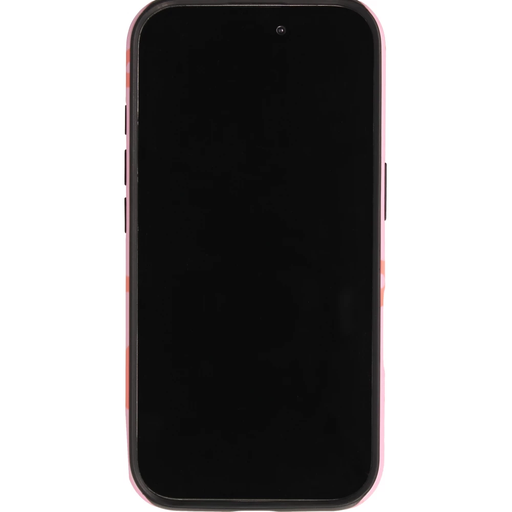 Coque iPhone 16 - Star pop à motif étoiles double protection renforcée avec intérieur en silicone et extérieur en plastique rigide - Rose