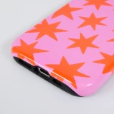 Coque iPhone 16 - Star pop à motif étoiles double protection renforcée avec intérieur en silicone et extérieur en plastique rigide - Rose