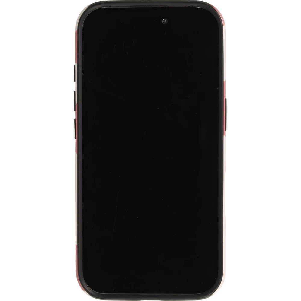 Coque iPhone 16 - Star pop à motif étoiles double protection renforcée avec intérieur en silicone et extérieur en plastique rigide - Rouge