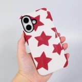Coque iPhone 16 - Star pop à motif étoiles double protection renforcée avec intérieur en silicone et extérieur en plastique rigide - Rouge