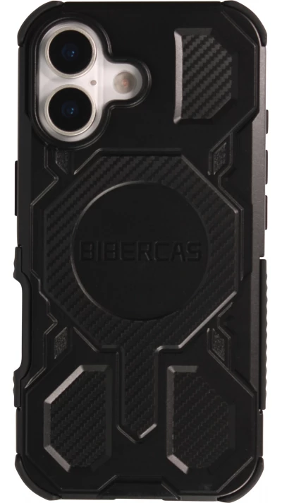 Coque iPhone 17 - Style blind&eacute; Bibercas protection militaire ultra r&eacute;sistante confort maximal et MagSafe - Noir