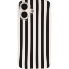 iPhone 17 Case H&uuml;lle - Style Streifen Weiche Silikon Handyh&uuml;lle mit Rundumschutz - Schwarz