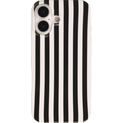 iPhone 17 Case H&uuml;lle - Style Streifen Weiche Silikon Handyh&uuml;lle mit Rundumschutz - Schwarz