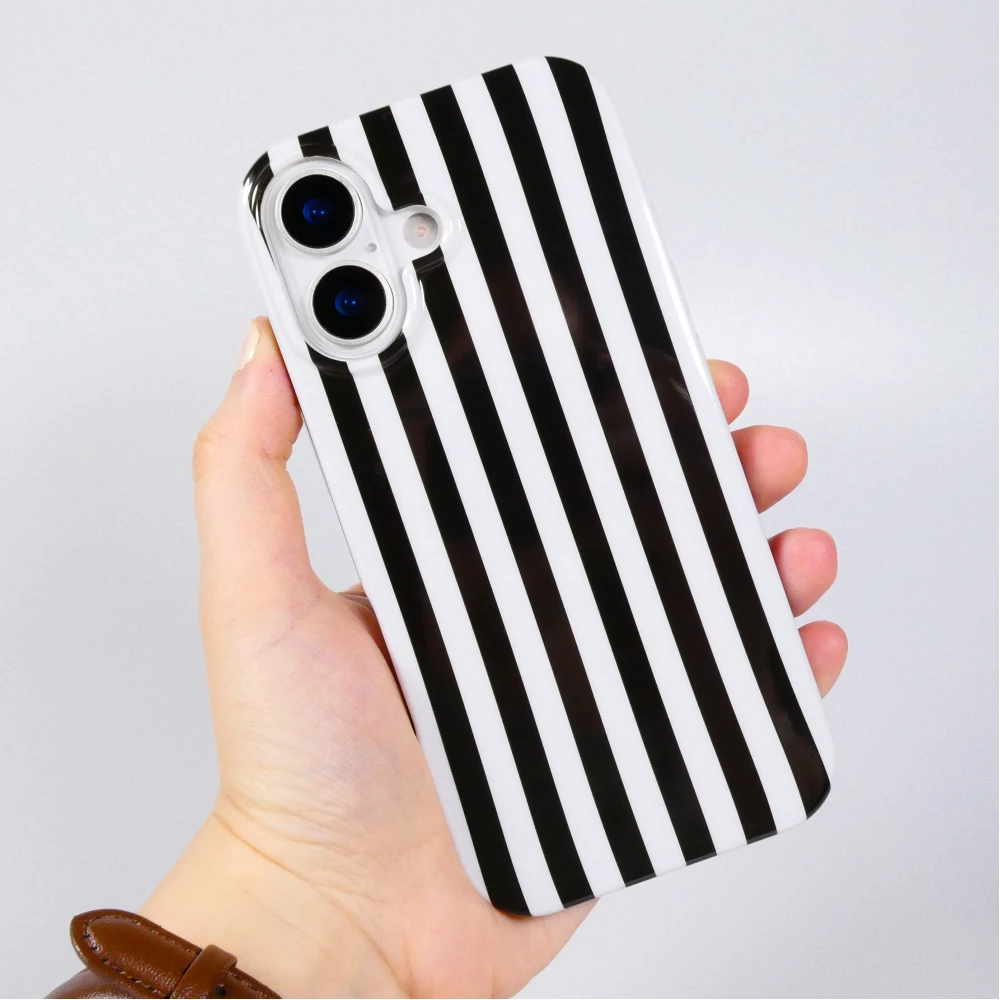 iPhone 17 Case H&uuml;lle - Style Streifen Weiche Silikon Handyh&uuml;lle mit Rundumschutz - Schwarz