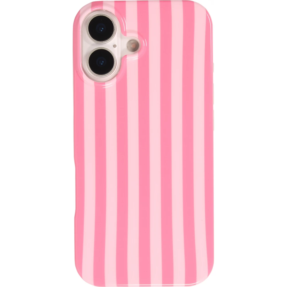 iPhone 17 Case H&uuml;lle - Style Streifen Weiche Silikon Handyh&uuml;lle mit Rundumschutz - Rosa