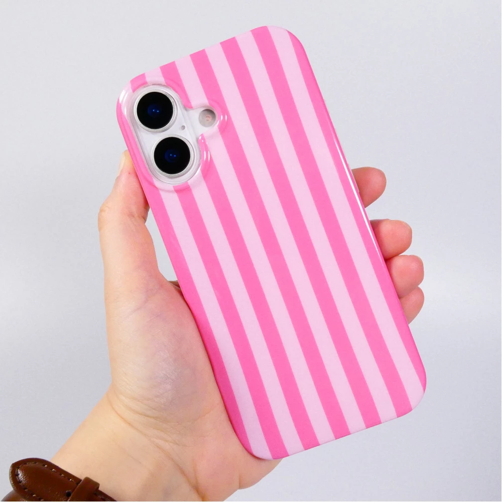 iPhone 17 Case H&uuml;lle - Style Streifen Weiche Silikon Handyh&uuml;lle mit Rundumschutz - Rosa