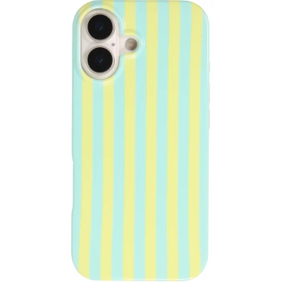 Coque iPhone 17 - Style rayures en silicone souple avec protection int&eacute;grale - Vert