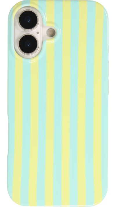 Coque iPhone 17 - Style rayures en silicone souple avec protection int&eacute;grale - Vert