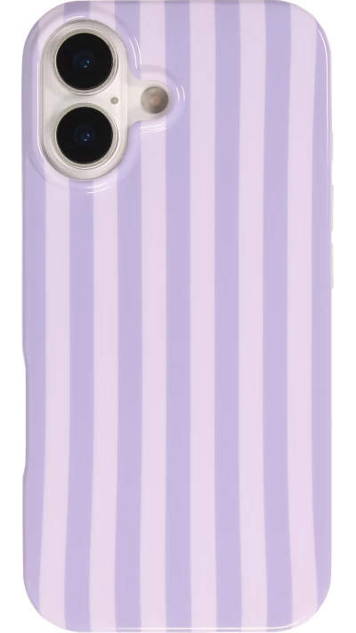 Coque iPhone 17 - Style rayures en silicone souple avec protection int&eacute;grale - Violet