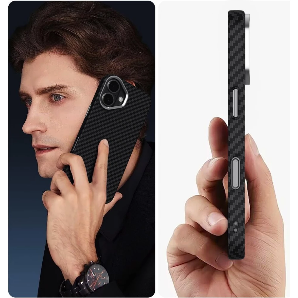Coque iPhone 17 - Tech-Protect Ion Carbon compatible avec MagSafe durable et l&eacute;g&egrave;re - Argent