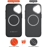 Coque iPhone 17 - Tech-Protect Ion Carbon compatible avec MagSafe durable et l&eacute;g&egrave;re - Argent